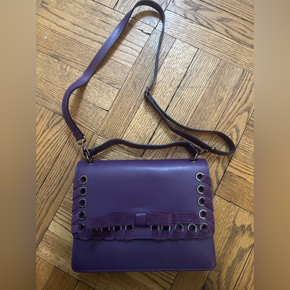 Purple Borse in Pelle Italian Leather Crossbody Purse - Picture 2 of 13